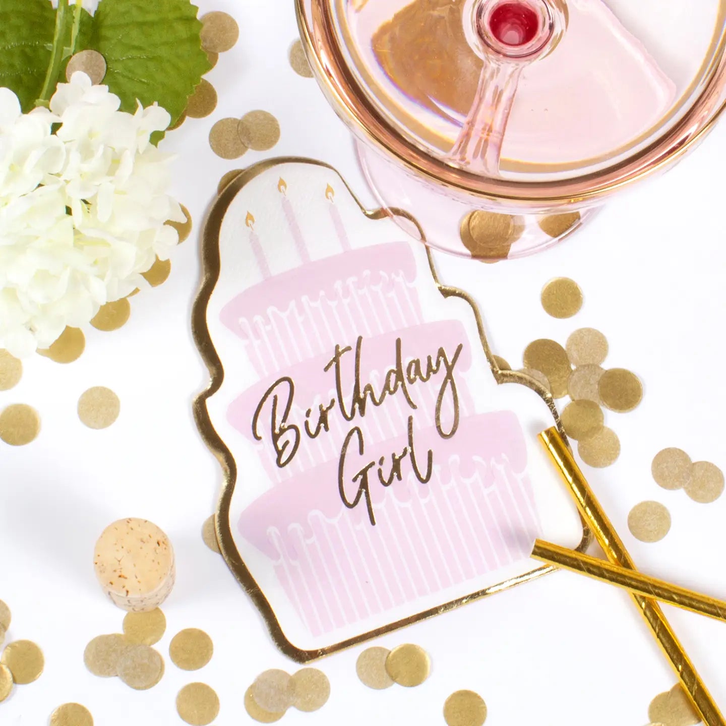 8 Oak Lane "Birthday Girl" Paper Die Cut Napkins