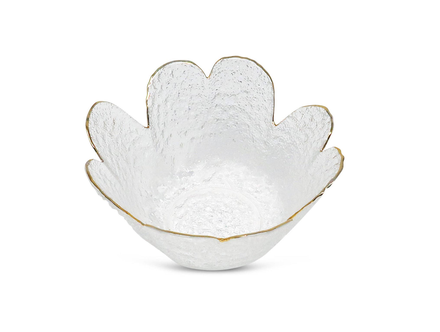 Flower Shaped Bowl with Gold Rim: Medium