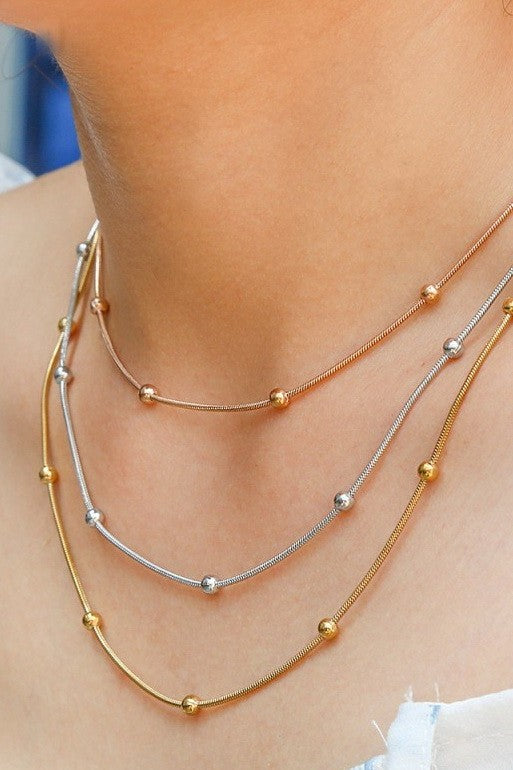 Beaded Triple Layer Necklace