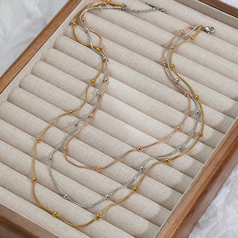 Beaded Triple Layer Necklace