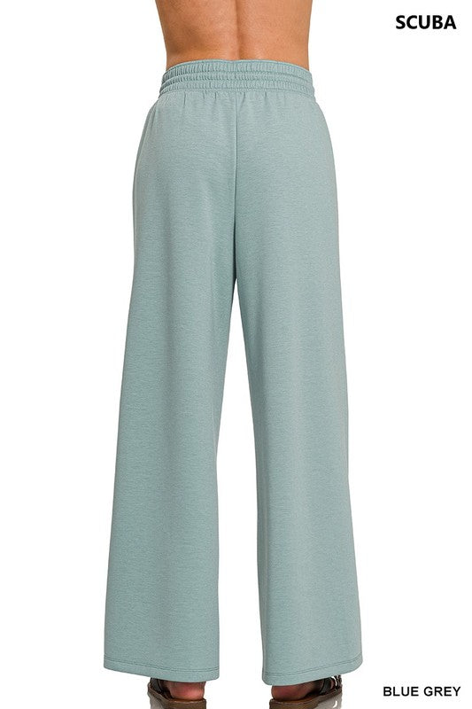 Scuba Drawstring Pants - Blue Grey