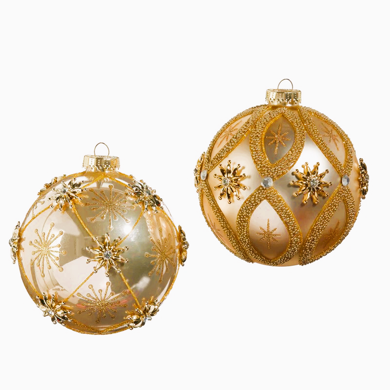 Jewel & Star Embellished Ornaments- Shiny, Matte