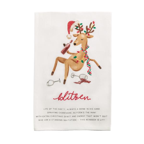 Blitzen Reindeer Poem Towel