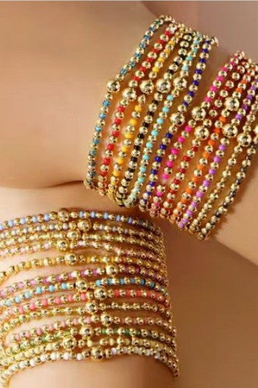 Boho Ball Beaded Bracelet-Brown