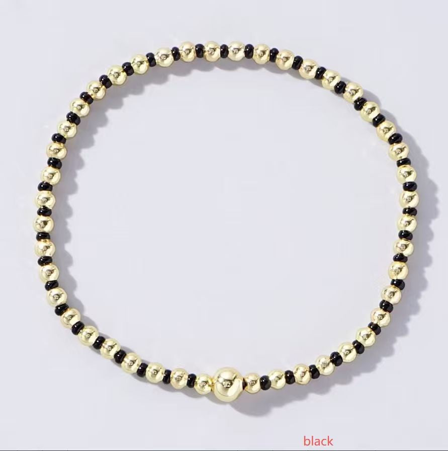 Boho Ball Beaded Bracelet-Black