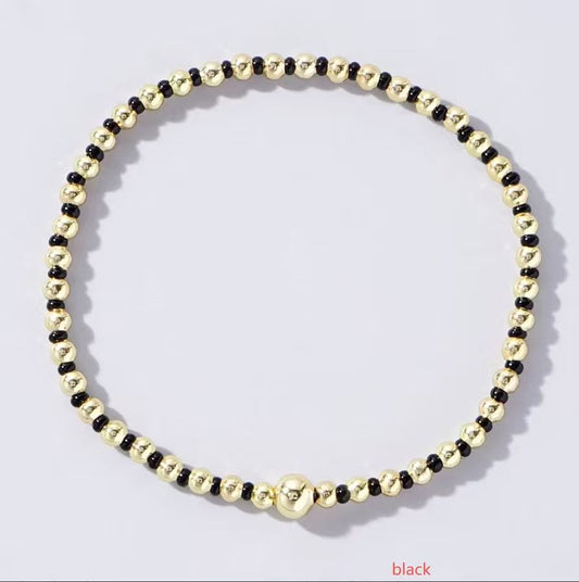 Boho Ball Beaded Bracelet-Black