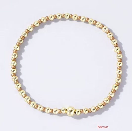 Boho Ball Beaded Bracelet-Brown