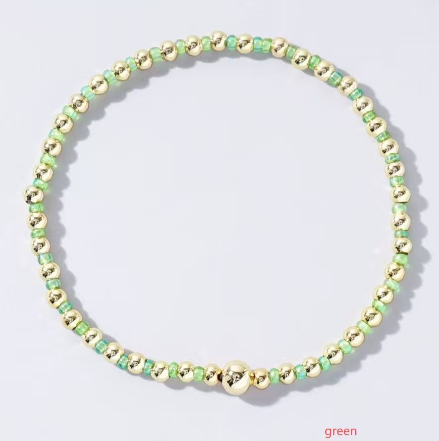 Boho Ball Beaded Bracelet-Green