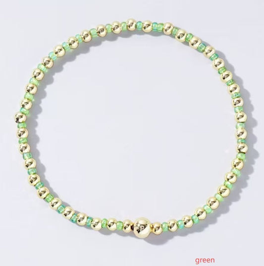 Boho Ball Beaded Bracelet-Green