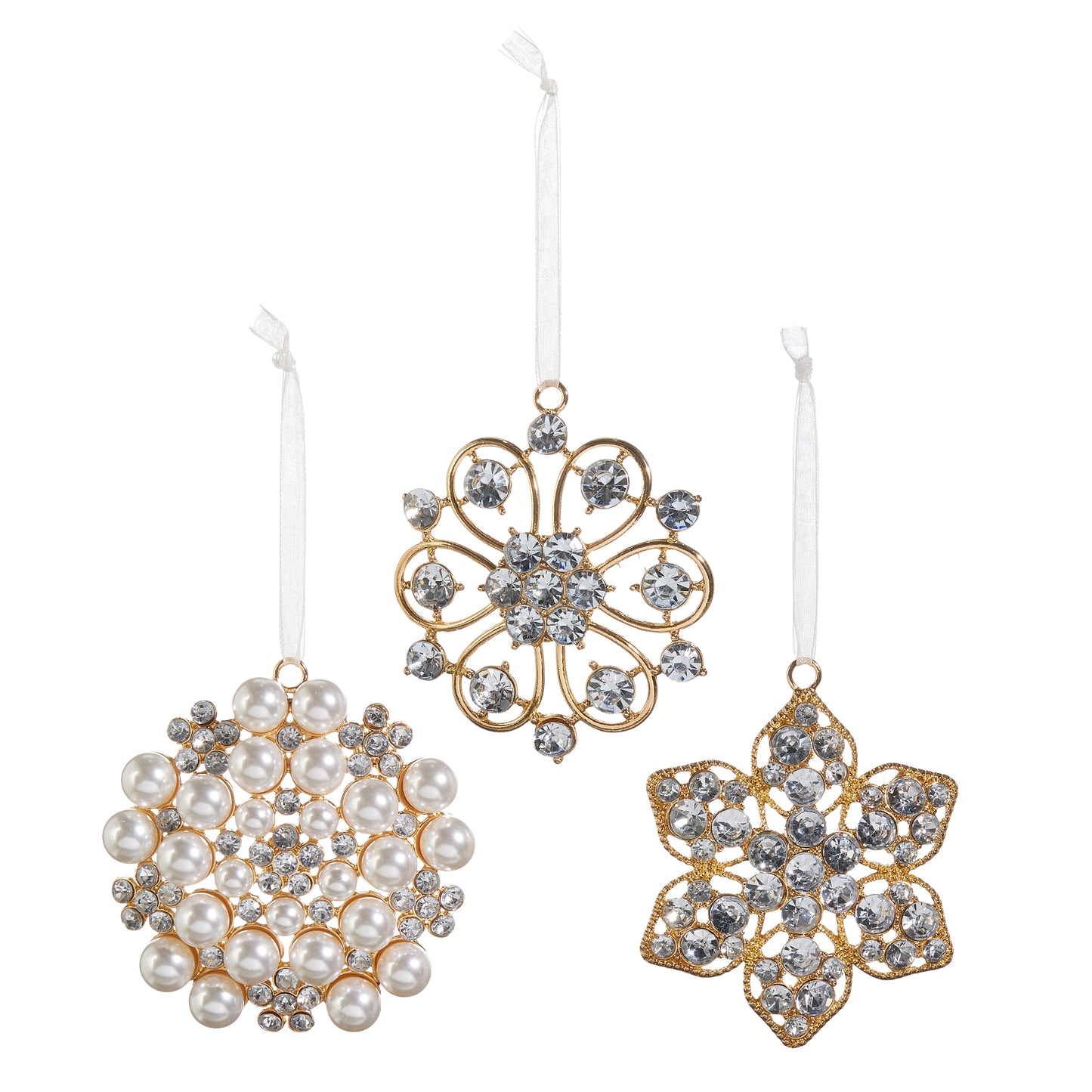 Jeweled/Embellished Brooch Ornaments- Flower, Pearl, Snowflake