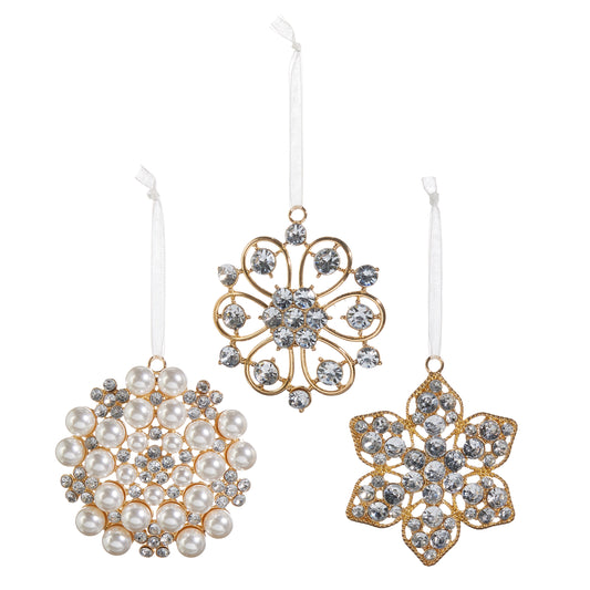 Jeweled/Embellished Brooch Ornaments- Flower, Pearl, Snowflake