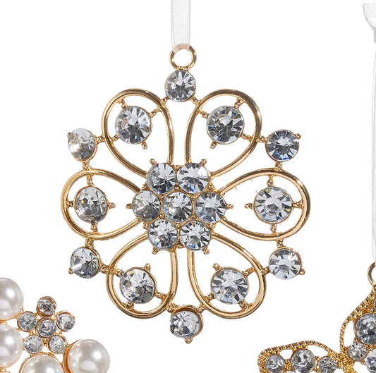 Jeweled/Embellished Brooch Ornaments- Flower, Pearl, Snowflake