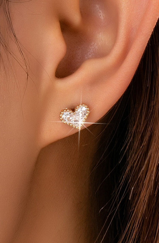 Crystal Bubble Heart Stud Earrings