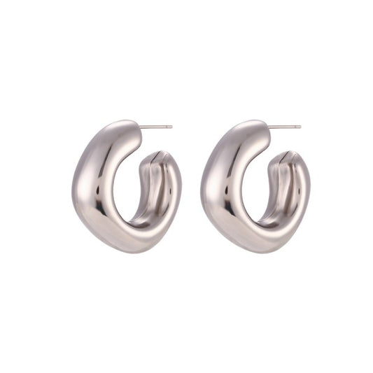 Angelina Bubble Huggie Hoops-Silver