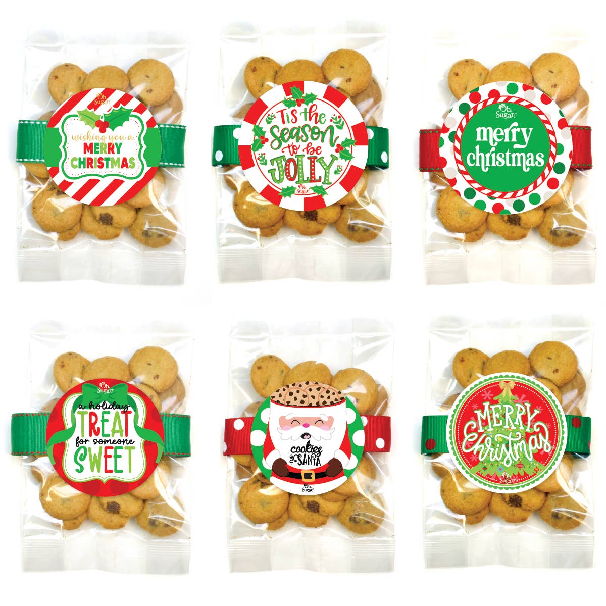 Christmas Chocolate Chip Cookie Bags- Six Options