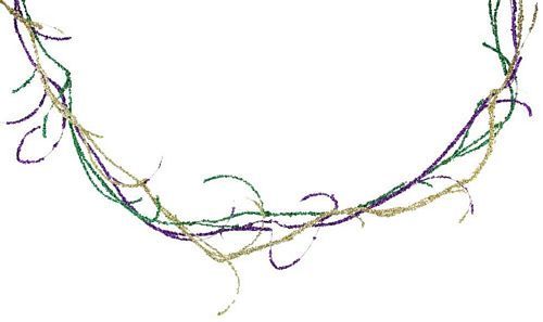 83" Mardi Gras Bead/Glitter Twig Garland