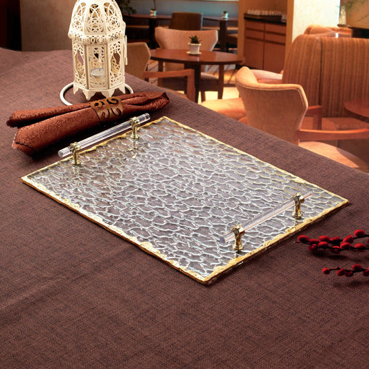 Gold Edge, Glass Tray with Handles