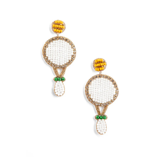 White Tennis Racket Earrings