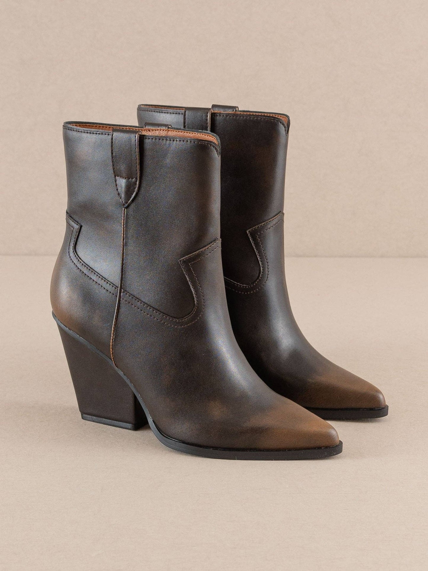 Brooks Coffee Two Toned Western Bootie