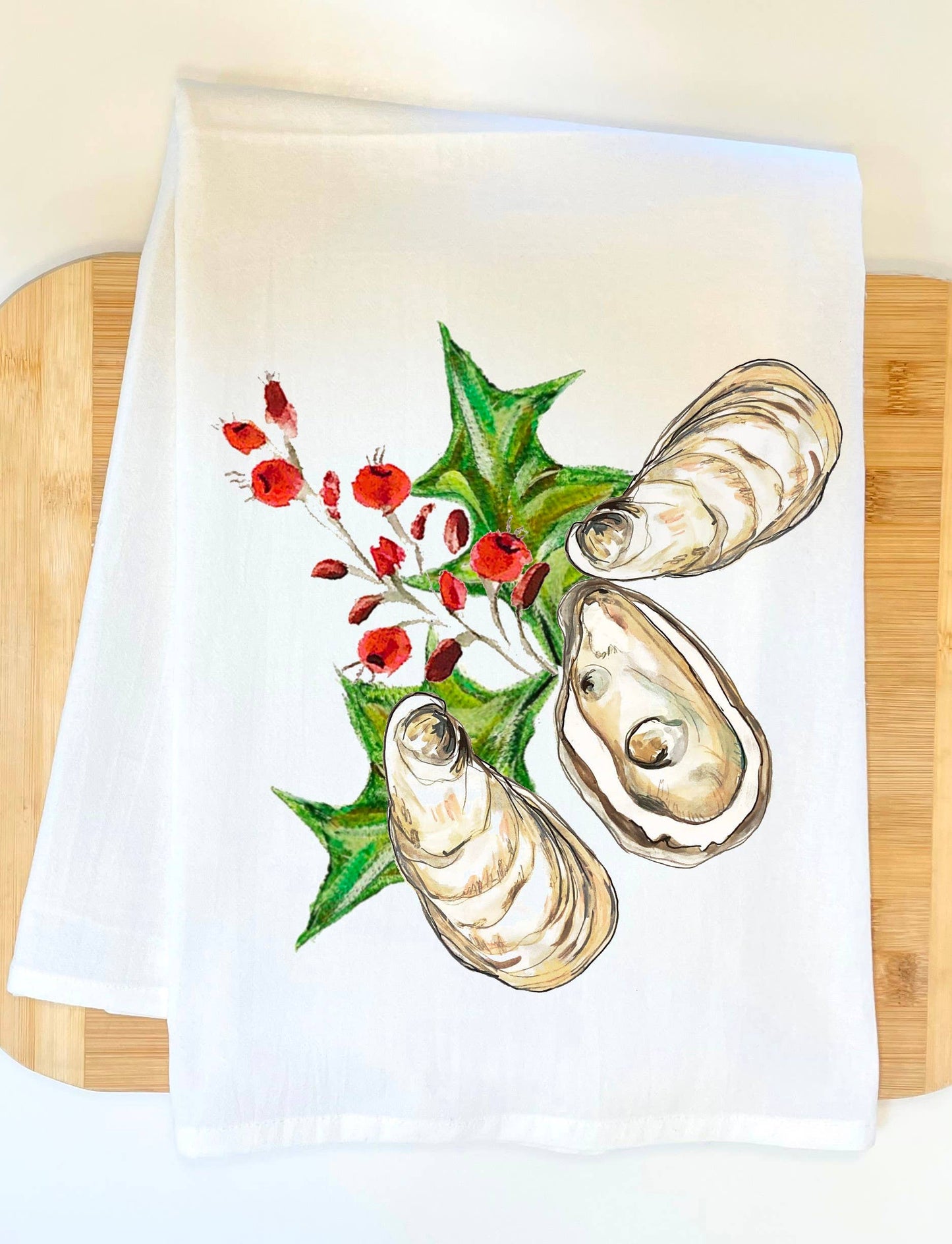 "Oyster Mistletoe" Kitchen Towel