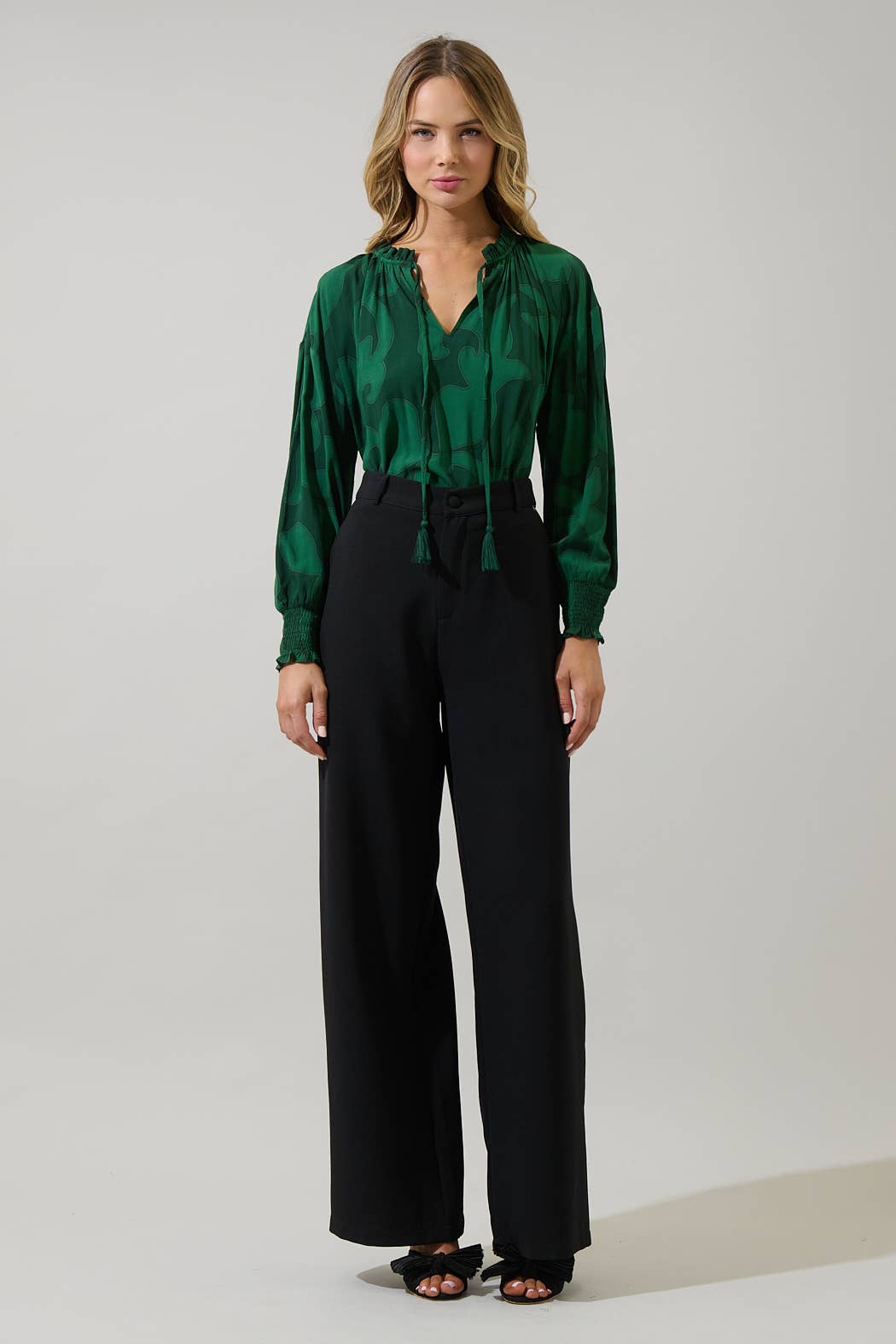 Emerald Vine Tassel Blouse