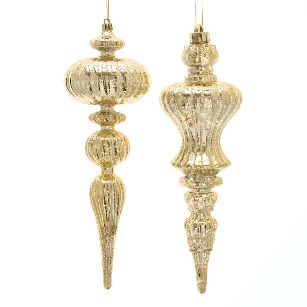 Gold Distressed Finish Finial Ornaments