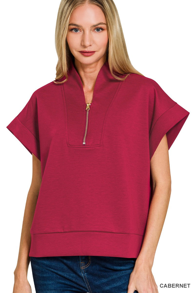 Scuba High Neck, Half-Zip Vest-Cabernet