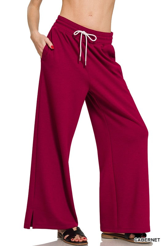 Scuba Drawstring Pants- Cabernet