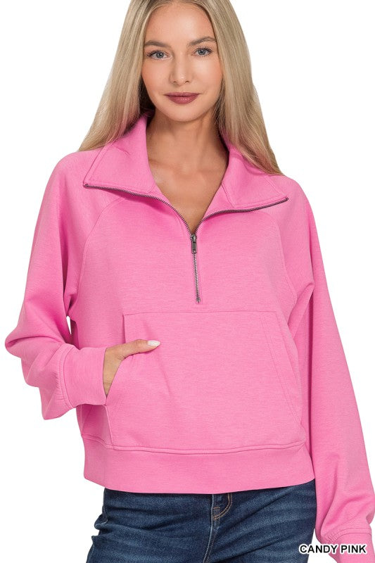Half Zip Pullover- Candy Pink
