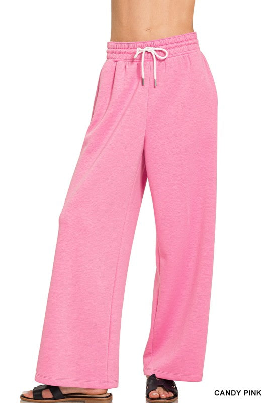 Scuba Drawstring Pants- Candy Pink