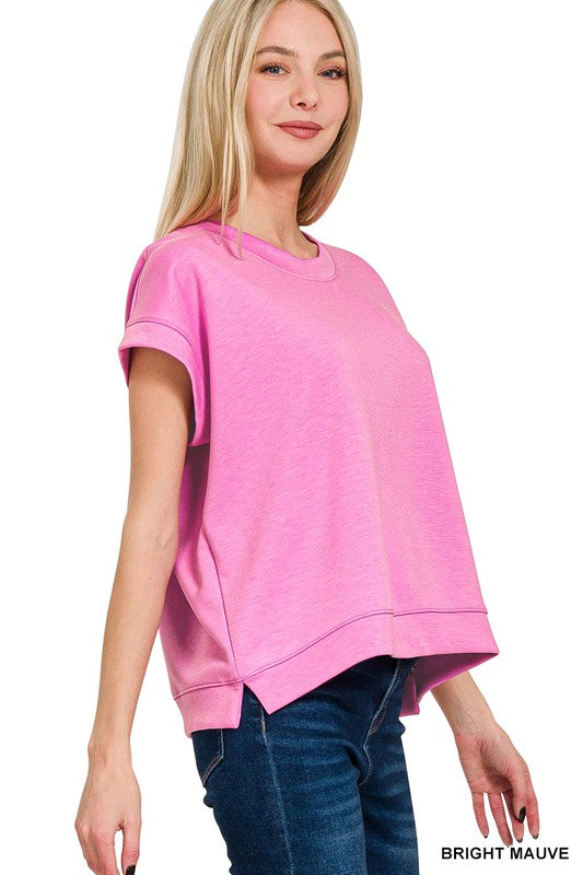 Scuba Short Sleeve Sweatshirt- Candy Pink