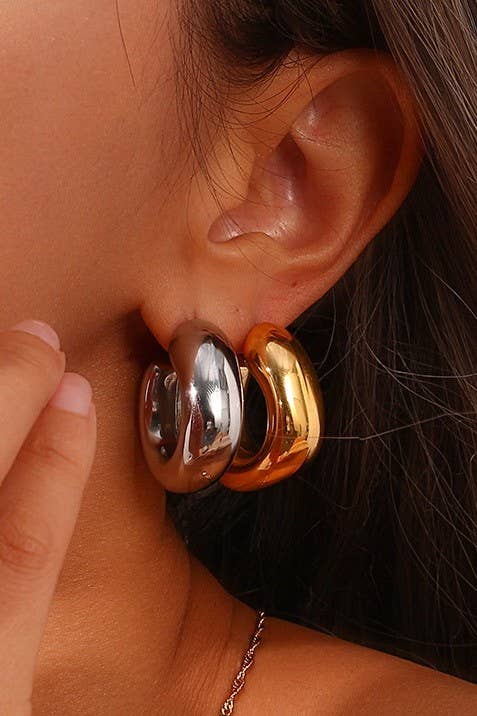 Angelina Bubble Huggie Hoops-Silver