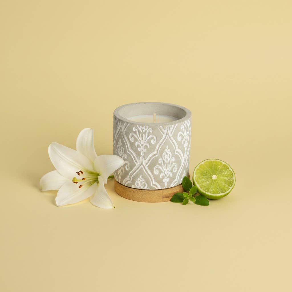 3 oz Damask Stone Candle: White Linen
