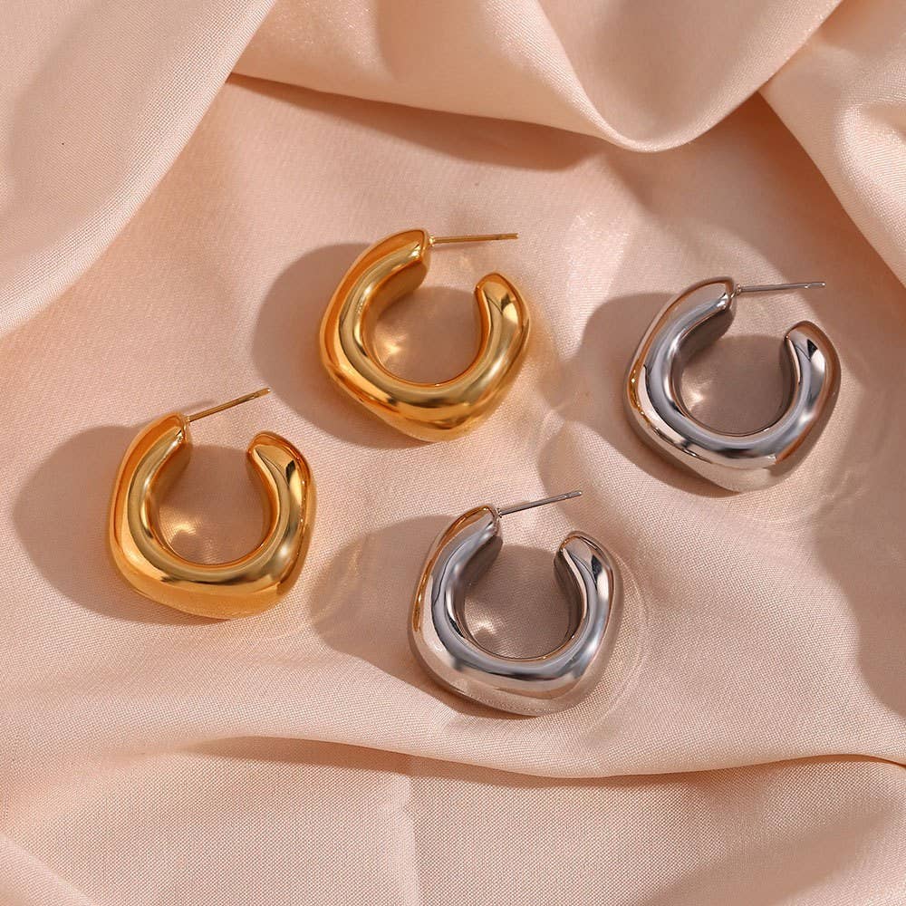 Angelina Bubble Huggie Hoops-Silver