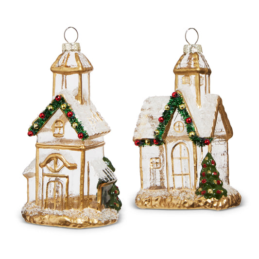 Gold Trimmed Church Ornament- Slim, Wide