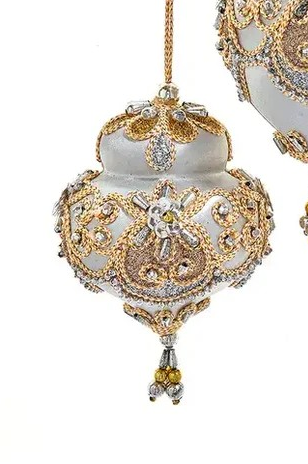 Elegant-Beaded, Gold/Silver Ornaments- BALL, DOME, FINIAL