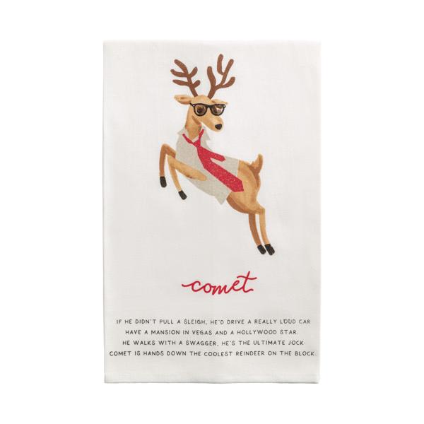Comet Reindeer Poem Towel