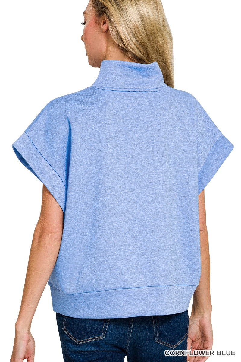 Scuba High Neck, Half-Zip Vest-Cornflower Blue