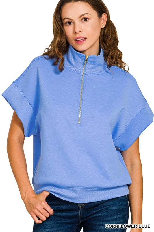Scuba Half-Zip Pullover-Cornflower Blue
