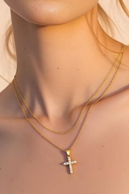 Open Layer Cross Necklace