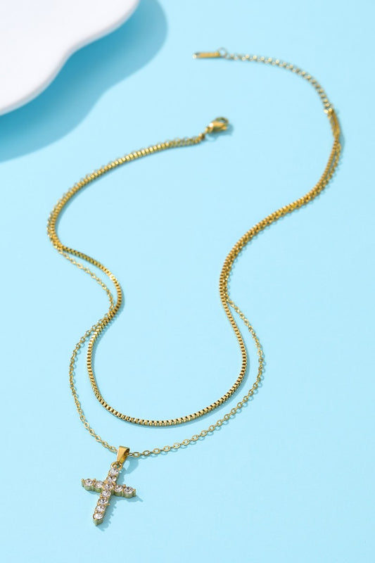 Open Layer Cross Necklace