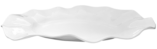 Large Wavy One of a Kind Oval Melamine Platter: White