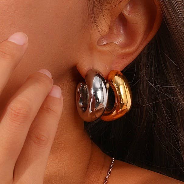 Angelina Bubble Huggie Hoops-Silver