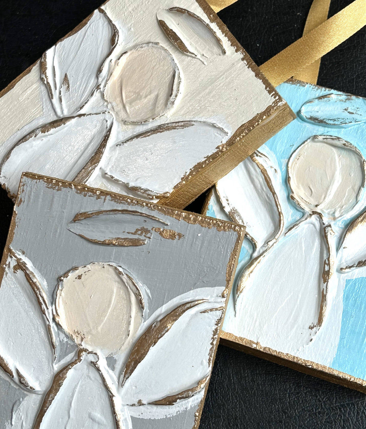 Mini Cross hand painted hanging block: Cream / Cross