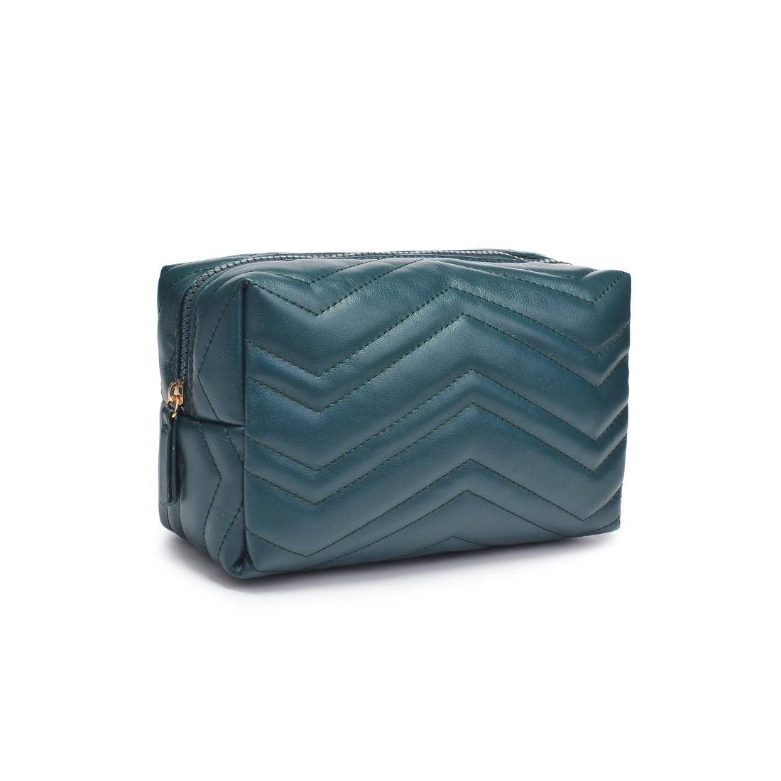 Chic Stitch Cosmetic Pouch: Emerald