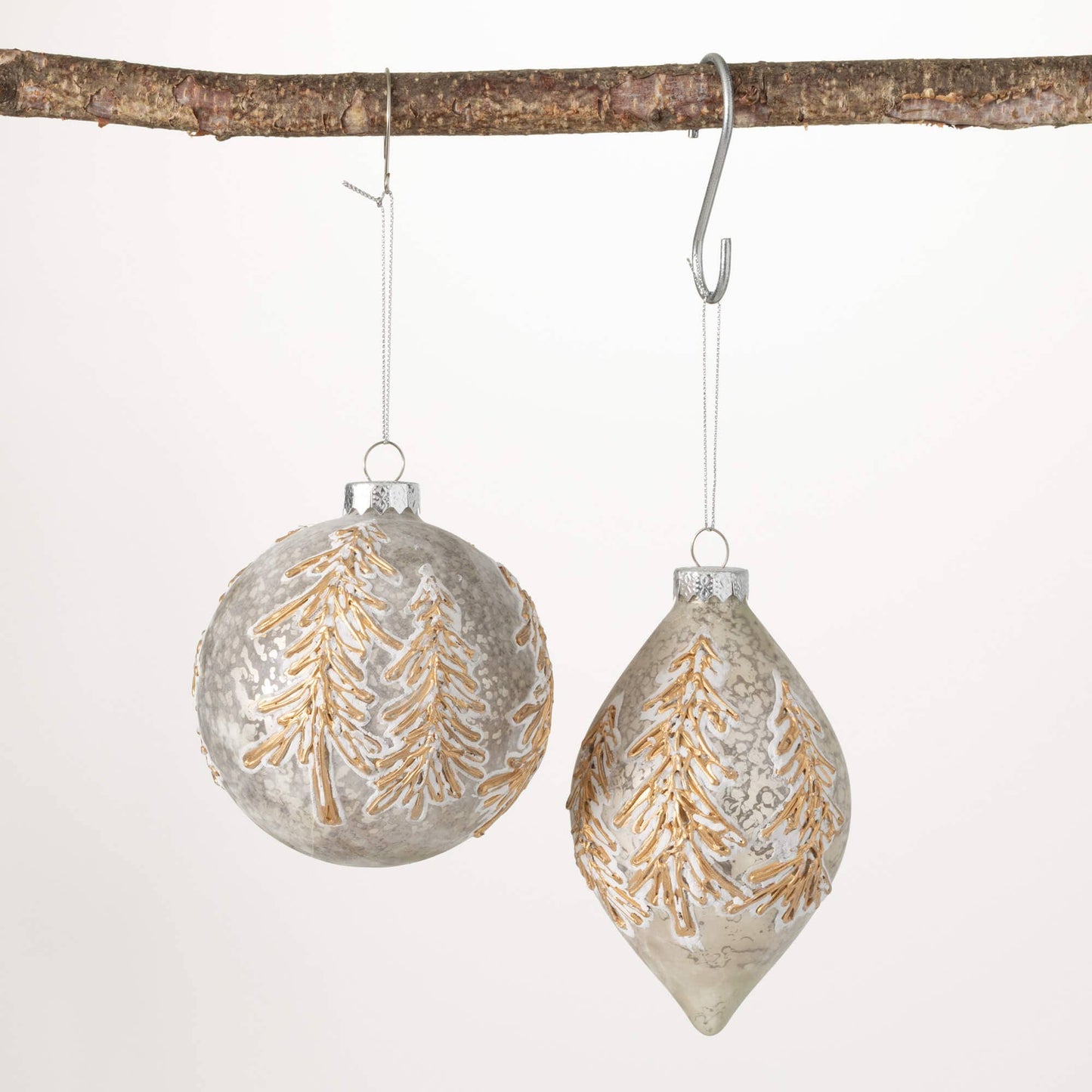 Frosted Gold Pine Ornament