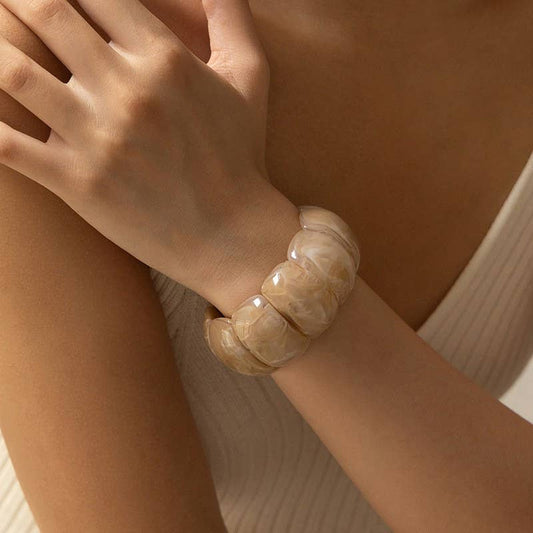Acrylic Stretch Cord Bracelet-Tan