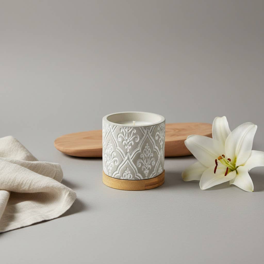 3 oz Damask Stone Candle: White Linen