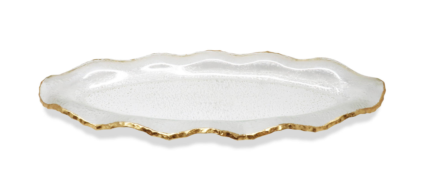 Glass Plate with Gold Scalloped Rim