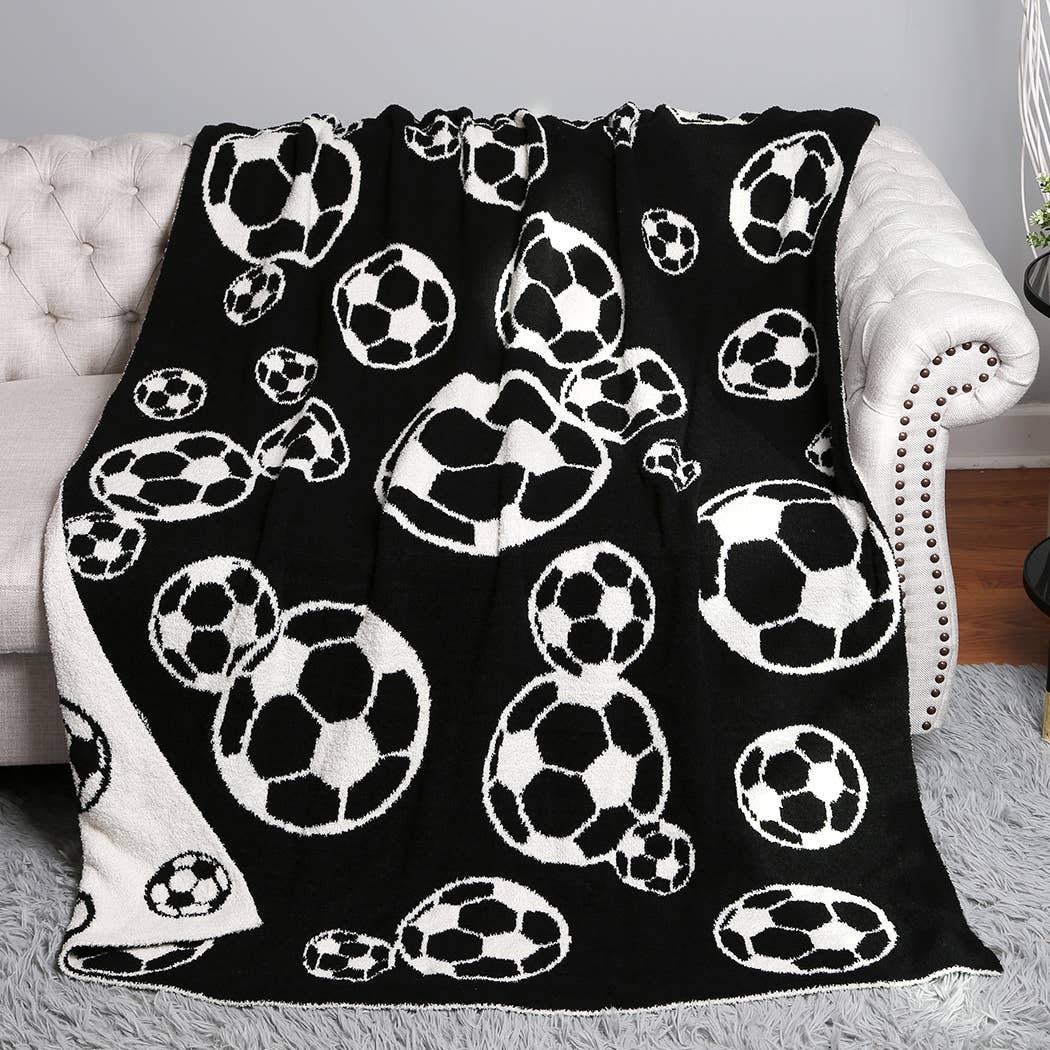 Soccer Ball Print Comfort Throw Blanket